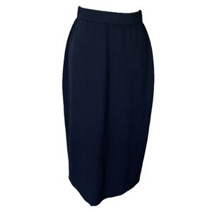 ST. JOHN BASICS COLLECTION Navy Wool Santana Midi Pencil Skirt‎ Size 8  USA $395